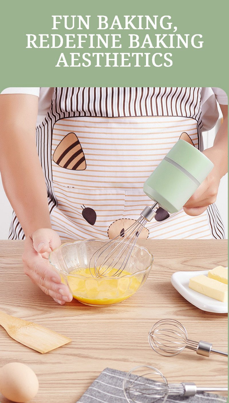 Juhtmevaba elektriline vispli roostevabast terasest minivispel USB laadimine vahukoor munavalge küpsetamine automaatne mikser köögitööriistad