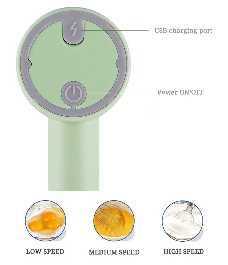 Juhtmevaba elektriline vispli roostevabast terasest minivispel USB laadimine vahukoor munavalge küpsetamine automaatne mikser köögitööriistad