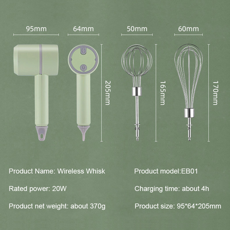 Mini vezeték nélküli elektromos tojáshabverő kézi USB újratölthető élelmiszer turmixgép tejhabosító 3 sebességes tejszínes élelmiszer sütemény keverő