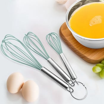 EHZ Egg Whisk Set 3 τμχ Ανοξείδωτο ατσάλι Silicone Egg Beater Frothe Χειροκίνητος Μίξερ Κουζίνα Πρακτικό Σετ εργαλείων ψησίματος για κέικ