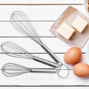 EHZ Egg Whisk Set 3 τμχ Ανοξείδωτο ατσάλι Silicone Egg Beater Frothe Χειροκίνητος Μίξερ Κουζίνα Πρακτικό Σετ εργαλείων ψησίματος για κέικ