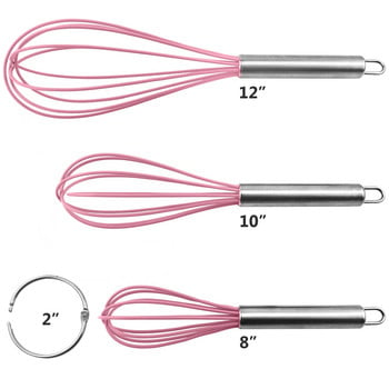 EHZ Egg Whisk Set 3 τμχ Ανοξείδωτο ατσάλι Silicone Egg Beater Frothe Χειροκίνητος Μίξερ Κουζίνα Πρακτικό Σετ εργαλείων ψησίματος για κέικ