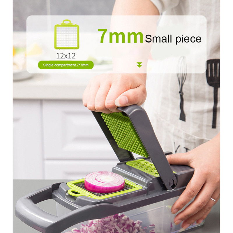 5 az 1-ben Élelmiszer Zöldségsaláta Gyümölcshámozó Vágó Szeletelő Kocka Aprító Burgonyavágó Készülék Zöldségvágó Konyhai eszközök