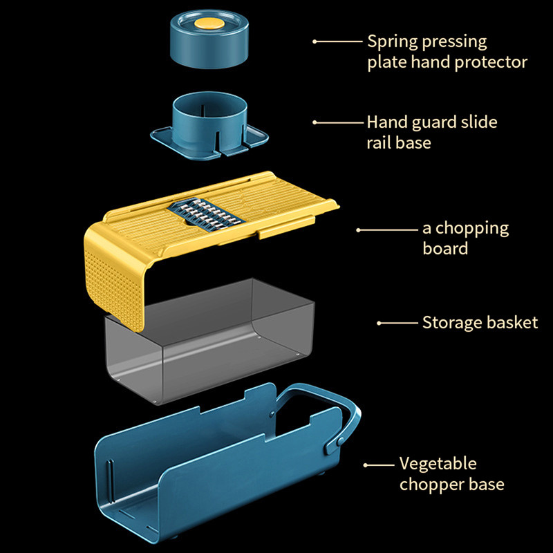 Zöldségvágó Hámozó Gyümölcsszeletelő Reszelő Többfunkciós Aprító Lefolyó kosár Kézi Burgonya sárgarépa Chili aprító Eszközök