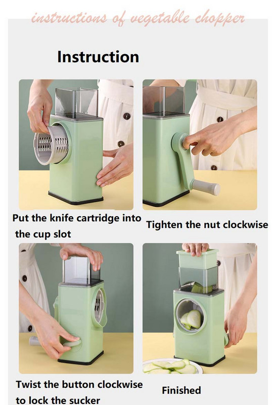 Răzătoare cu role multifuncționale de înaltă calitate Tocător de cartofi Mașină de tăiat legume Mașină de tocat carne de uz casnic Unelte rotative de bucătărie