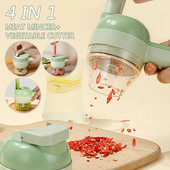 Set de tăiat legume electrice multifuncționale 4 în 1 Mașină de tăiat de mână Mașină de zdrobire de nămol de usturoi Mașină de pisat de ghimbir Concasor de legume