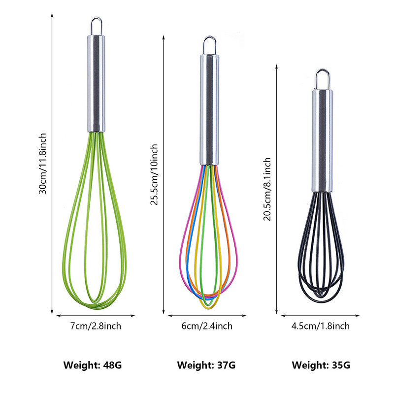 3 vnt virtuvės silikono įrankių gėrimų šluotelės maišytuvas neslystantis, lengvai valomas kiaušinių plakiklis pieno putų plakiklis, specialus virtuvės indas