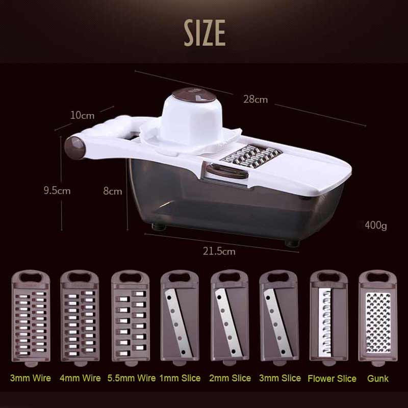 Tăiător de legume cu 8 bucăți lame de oțel Tăiător de mandolină Tăiător de cartofi Răzătoare de morcovi Brânză Tăiător de legume Accesorii de bucătărie