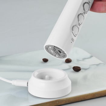 USB Electric Milk Frother 3 Speeds Cappuccino Coffee Foamer 3 Whisk Handheld Egg Beater Hot Chocolate Latte Drink Mixer