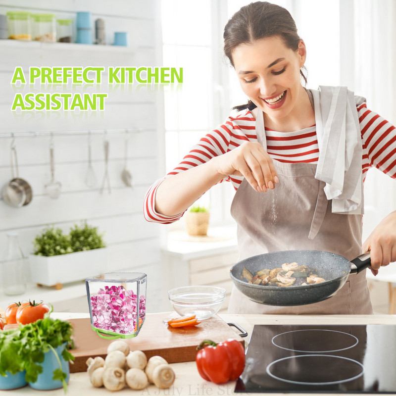 Prijenosni ručni rezač povrća Mandolina Kuhinjski rezač Sjeckalica za mrkvu, krumpir i luk Sjeckalica za kockice Alati za povrće za salatu Sjeckalica za povrće