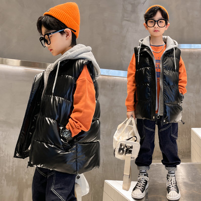 Modni prsluk s kapuljačom na vezice za dječake