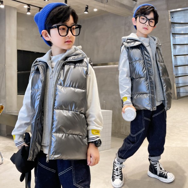 Modni prsluk s kapuljačom na vezice za dječake