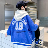 Rudeninė beisbolo striukė berniukams su išsiuvinėtomis raidėmis