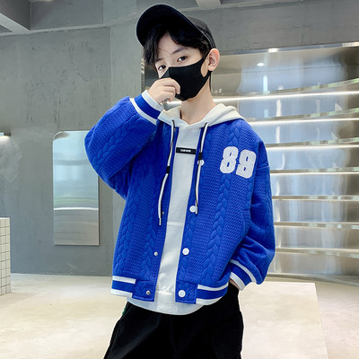 Rudeninė beisbolo striukė berniukams su išsiuvinėtomis raidėmis