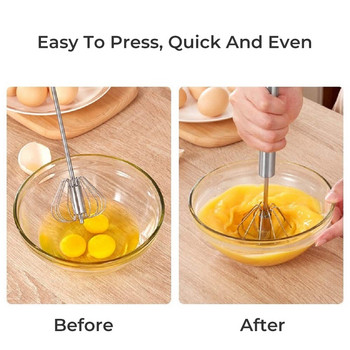 Αυγοδάρτης κουζίνας 304 από ανοξείδωτο ατσάλι Ημιαυτόματο σύρμα αυγών Χειροκίνητος αναδευτήρας αυγών αυτογυρισμένος Αναδευτήρας αυγών Αξεσουάρ κουζίνας Εργαλεία