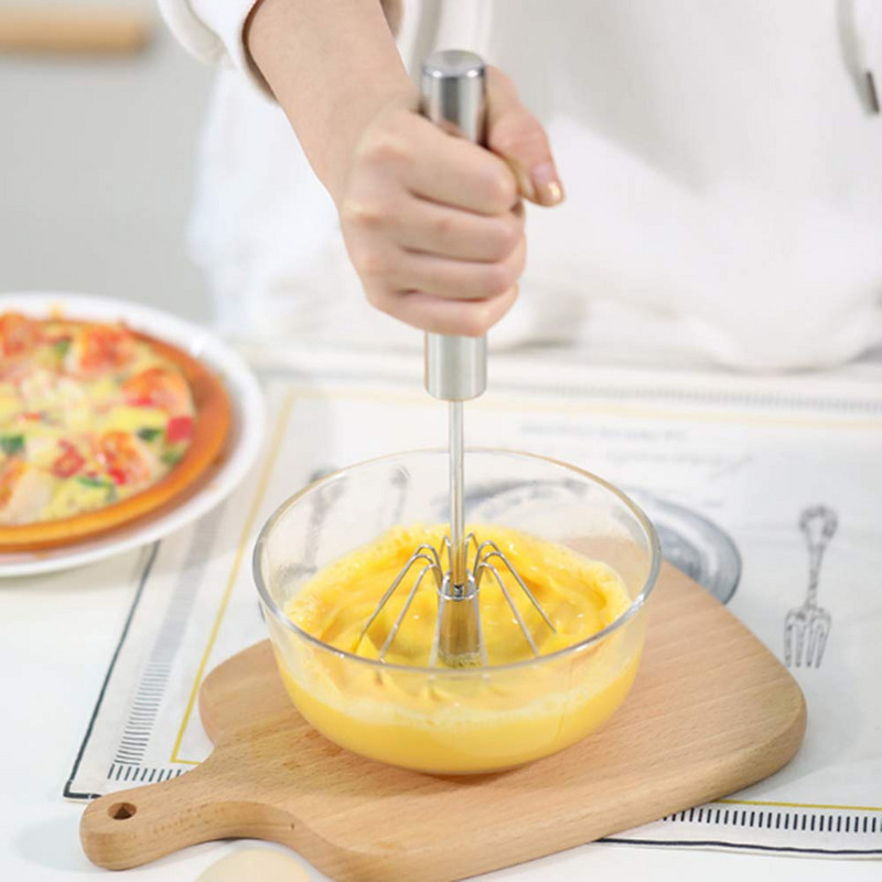 Kuhinjska mutilica za jaja 304 poluautomatska mutilica za jaja od nehrđajućeg čelika Ručni mikser Samookretna mješalica za jaja Kuhinjski pribor Alati