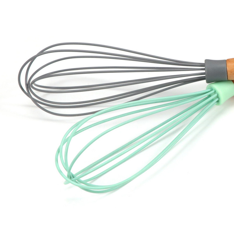 Jaswehome Silikoninis Vielinis Plaktuvas Medienos Rankenos Kiaušinių Plaktuvas Virtuvės reikmenys Kepimo Maisto gaminimo Įtaisas Nelipnus balioninis plaktuvas