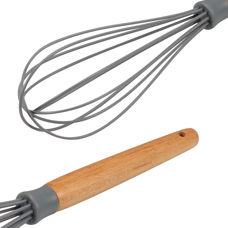 Jaswehome Silikoninis Vielinis Plaktuvas Medienos Rankenos Kiaušinių Plaktuvas Virtuvės reikmenys Kepimo Maisto gaminimo Įtaisas Nelipnus balioninis plaktuvas