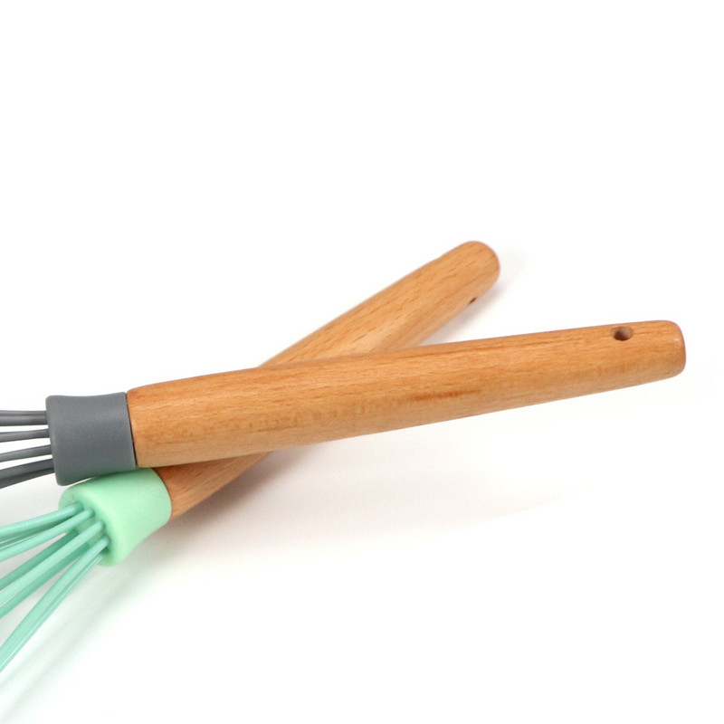 Jaswehome Silikoninis Vielinis Plaktuvas Medienos Rankenos Kiaušinių Plaktuvas Virtuvės reikmenys Kepimo Maisto gaminimo Įtaisas Nelipnus balioninis plaktuvas