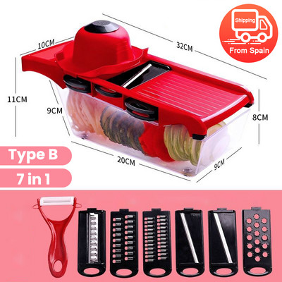 Zöldségvágó, sárgarépa reszelő, gyümölcs, szeletelő, aprító, hámozó, lefolyó kosár, 9 az 1-ben kütyük, konyhai kiegészítők