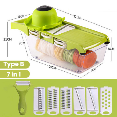 Zöldségvágó, sárgarépa reszelő, gyümölcs, szeletelő, aprító, hámozó, lefolyó kosár, 9 az 1-ben kütyük, konyhai kiegészítők