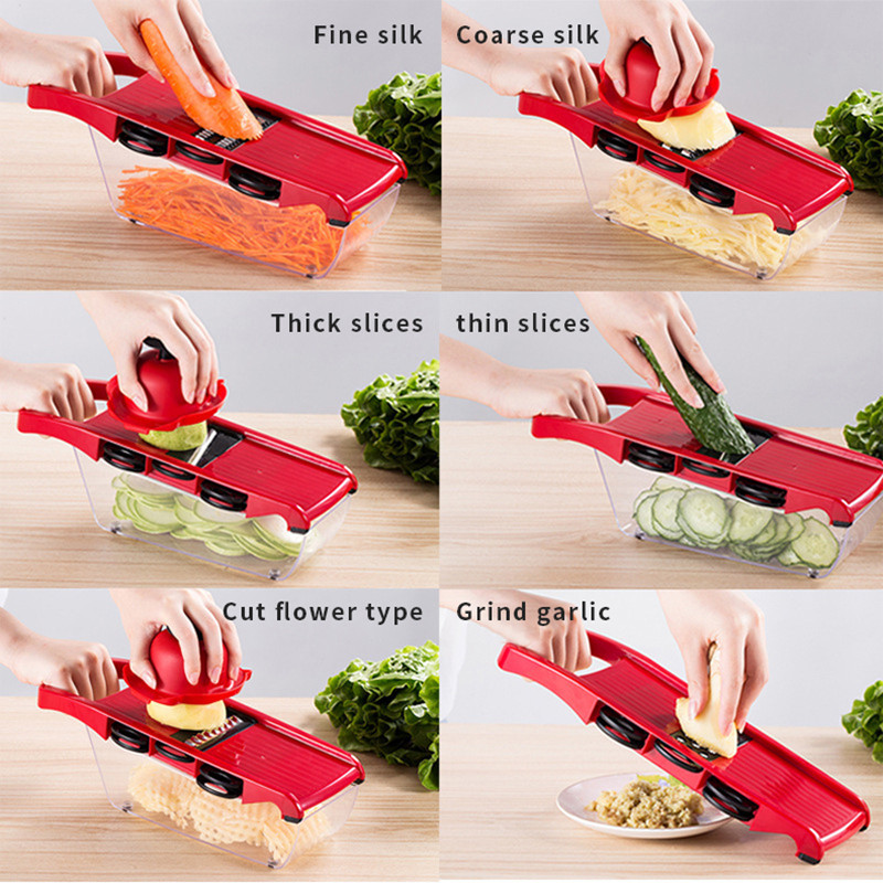 Zöldségvágó, sárgarépa reszelő, gyümölcs, szeletelő, aprító, hámozó, lefolyó kosár, 9 az 1-ben kütyük, konyhai kiegészítők