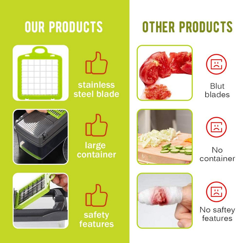 WALFOS 8In1 Multifunctional Cutter legume Tăiător de cartofi Răzătoare de morcovi Accesorii de bucătărie Gadgets Lamă de oțel Instrument de bucătărie