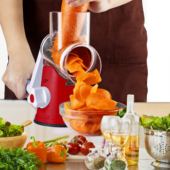 Резачка за зеленчуци с произволен цвят, кръгла мандолина, резачка, ренде за картофи, ренде за моркови, ножове за кълцане от неръждаема стомана Кухненски инструмент
