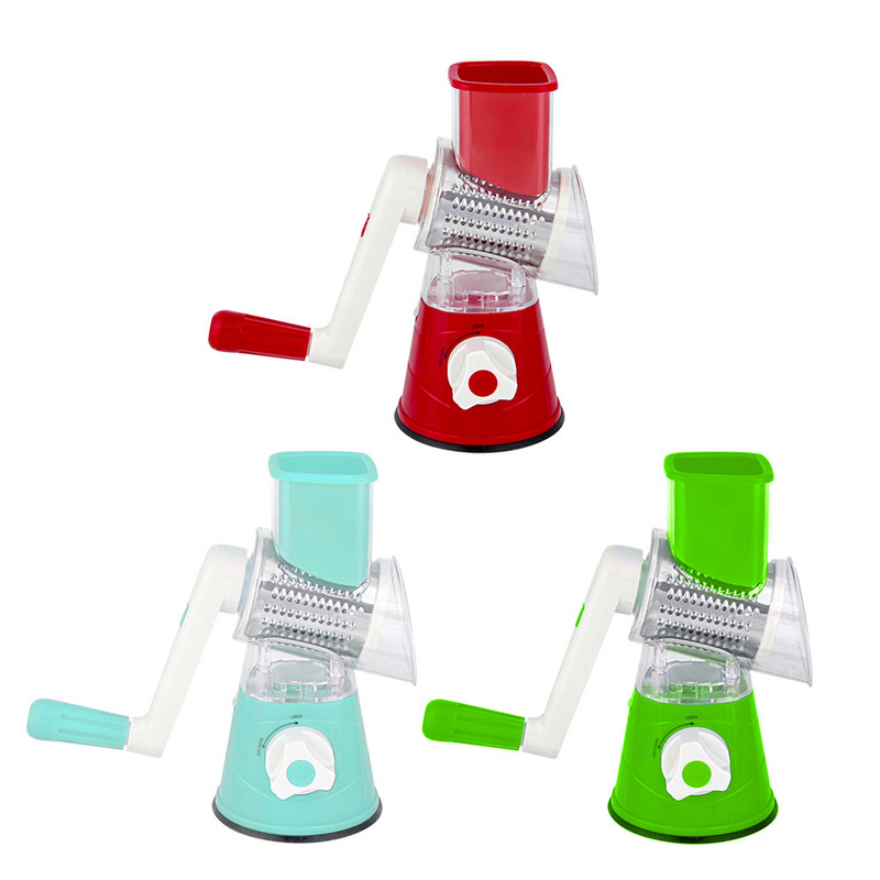 Tăiător de legume de culoare aleatorie Tăiător rotund de mandolină Răzătoare de cartofi Răzătoare de morcovi Lame de tocator din oțel inoxidabil Instrument de bucătărie