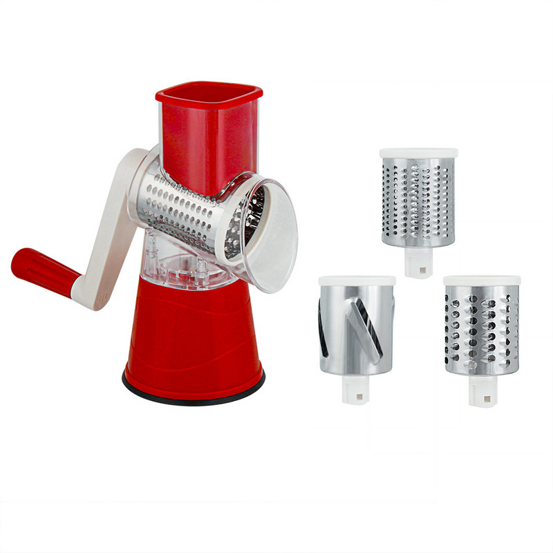 Tăiător de legume de culoare aleatorie Tăiător rotund de mandolină Răzătoare de cartofi Răzătoare de morcovi Lame de tocator din oțel inoxidabil Instrument de bucătărie