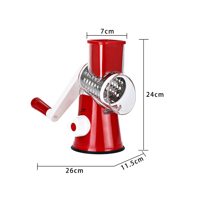 Tăiător de legume de culoare aleatorie Tăiător rotund de mandolină Răzătoare de cartofi Răzătoare de morcovi Lame de tocator din oțel inoxidabil Instrument de bucătărie