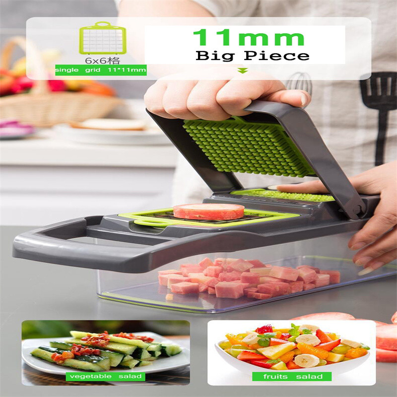 Cutter Multifunctional Fructe Legume Tăiător Răzătoare Tocatoare Coș de scurgere din plastic Tăiător 8 în 1 Gadget Accesorii de bucătărie