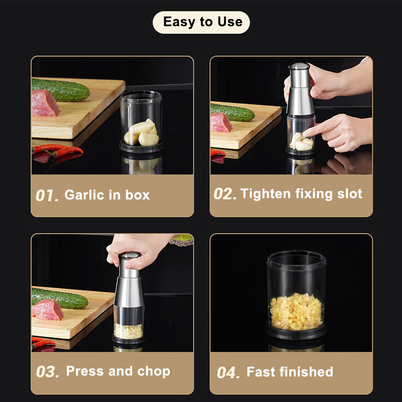 Greitas daržovių česnakų smulkintuvas Daugiafunkcis česnakų spaudimo smulkintuvas, skirtas viešbučio restoranui Namų virtuvės kepimui Česnakų pjaustytuvas