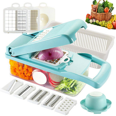 Super Value Mandoline Zöldségvágó aprító kesztyűvel Állítható hagyma burgonyaszeletelő Konyhai eszközök Kiegészítők