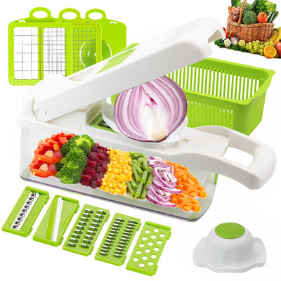 Super Value Mandoline Zöldségvágó aprító kesztyűvel Állítható hagyma burgonyaszeletelő Konyhai eszközök Kiegészítők