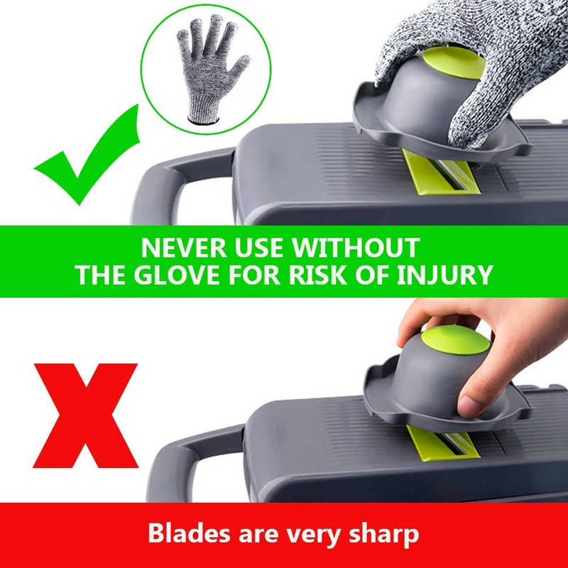 Super Value Mandoline Zöldségvágó aprító kesztyűvel Állítható hagyma burgonyaszeletelő Konyhai eszközök Kiegészítők