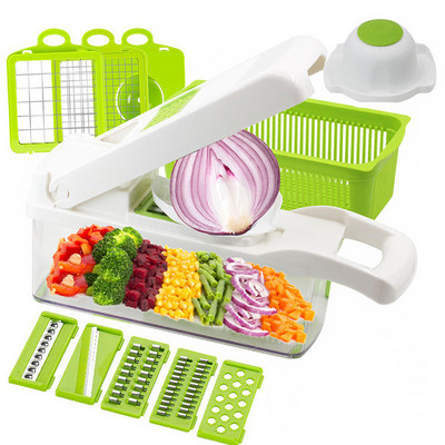 Krájač zeleniny, krájač ovocia, strúhadlo, drviče, odtokový kôš, krájače, 8 v 1, kuchynské pomôcky, sekáčiky na zeleninu