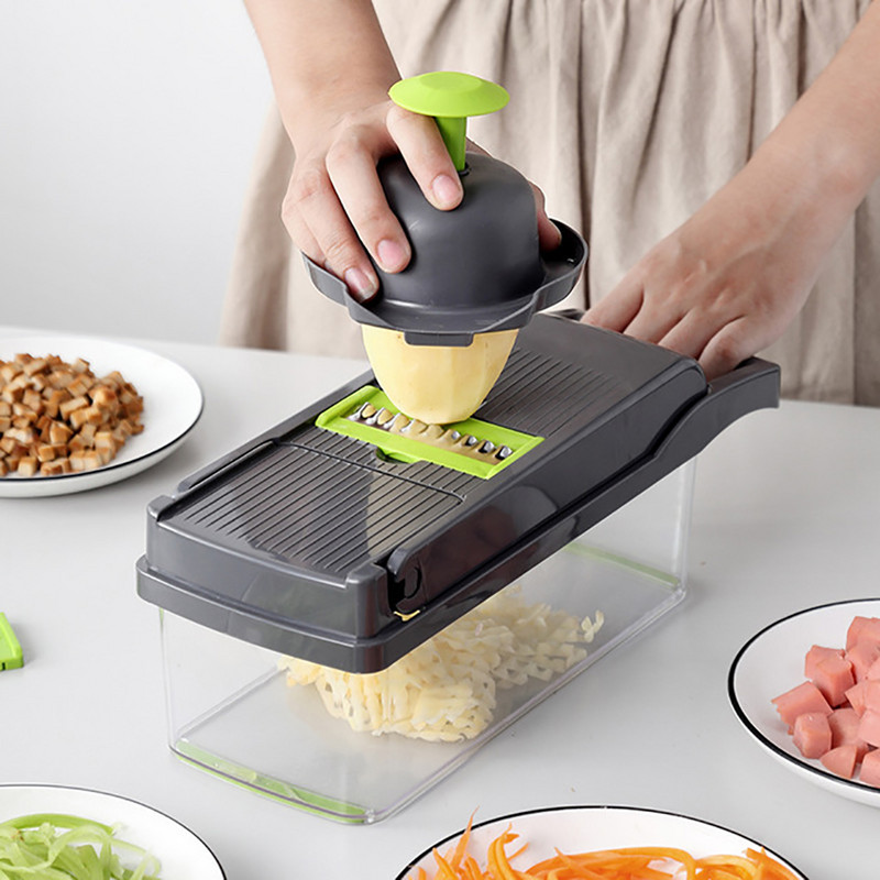 Tăiător de legume multifuncțional 7 în 1, răzătoare pentru cartofi, pentru morcovi, pentru bucătărie, pentru fructe, pentru tăiat usturoi, pentru tocat ceapă, vase de gătit