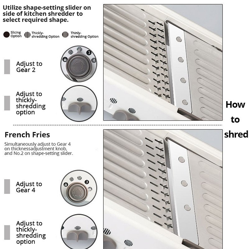 Kézi zöldségvágó professzionális reszelő állítható 304-es rozsdamentes acél pengével, zöldségkonyhai szerszámmal