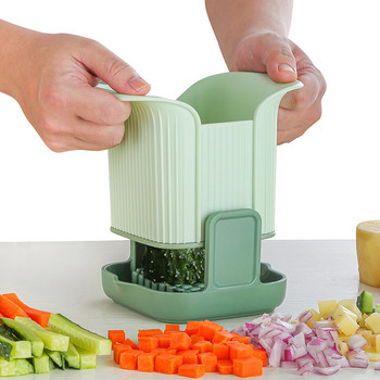 Нов многофункционален нож за зеленчуци, моркови, картофи, лук, инструмент за нарязване на кубчета, преносим ръчен резачка за зеленчуци под налягане, кухненски аксесоари