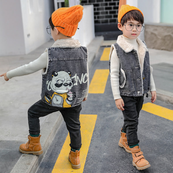 Vesta pentru copii toamna-iarna pentru baieti cu aplicatie si inscriptie