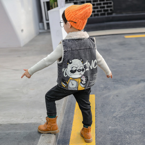 Vesta pentru copii toamna-iarna pentru baieti cu aplicatie si inscriptie