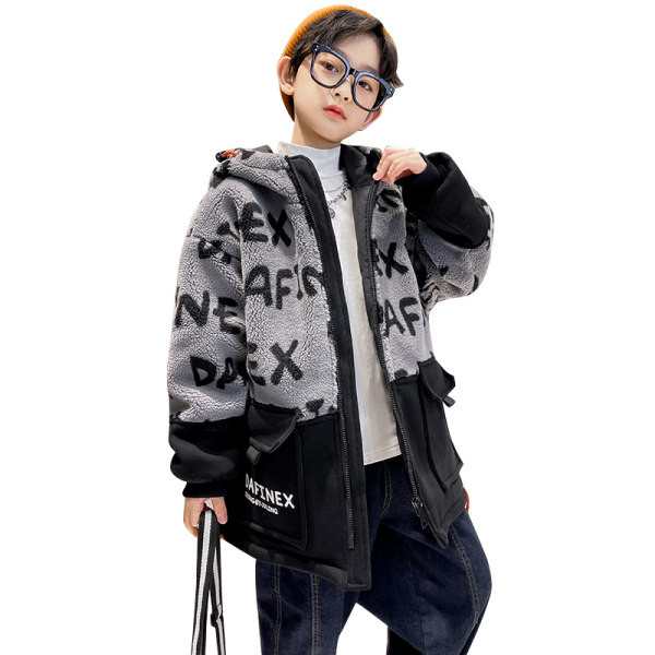 Dječja zimska jakna s natpisom i kapuljačom