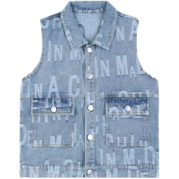 Dječački traper prsluk s logotipom i kopčanjem na gumbe