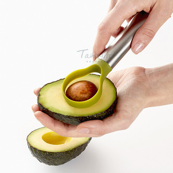 Нож за нарязване на авокадо от неръждаема стомана 2 в 1 Резачка за премахване на костилки от авокадо Разделител за зеленчуци и плодове Каничка Аксесоари за кухненска джаджа