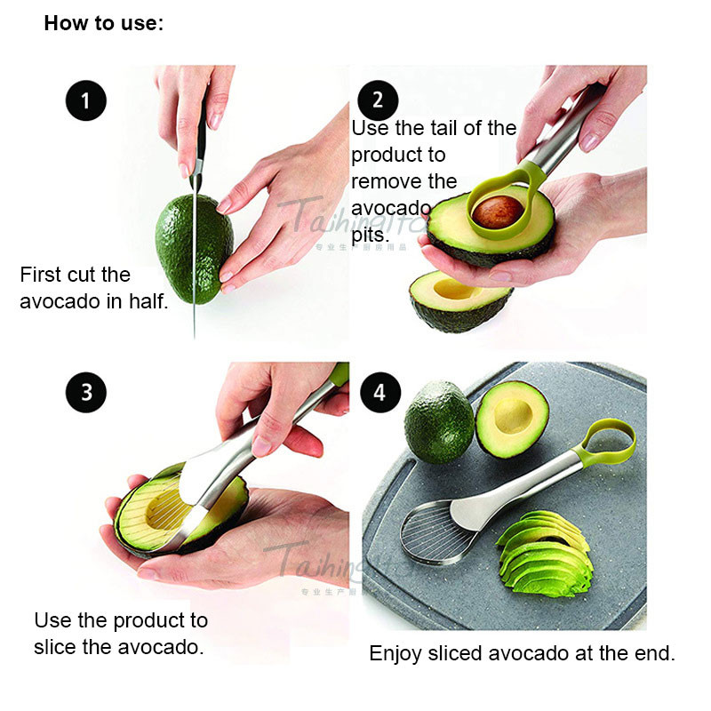 Cuțit de tăiat avocado din oțel inoxidabil 2 în 1 pentru îndepărtarea sâmburilor de avocado Cuțit pentru tăiat legume și fructe.