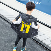 Detská rifľová vesta pre chlapcov - s kapucňou