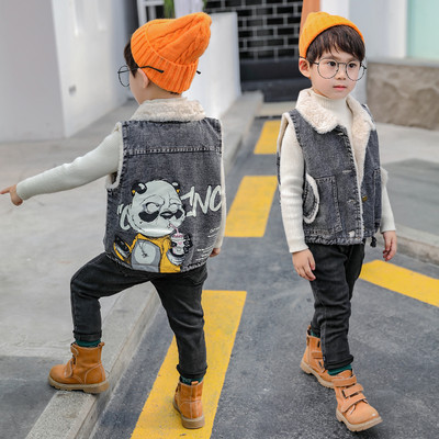 Vaikiška džinsinė liemenė su pūkiniu pamušalu