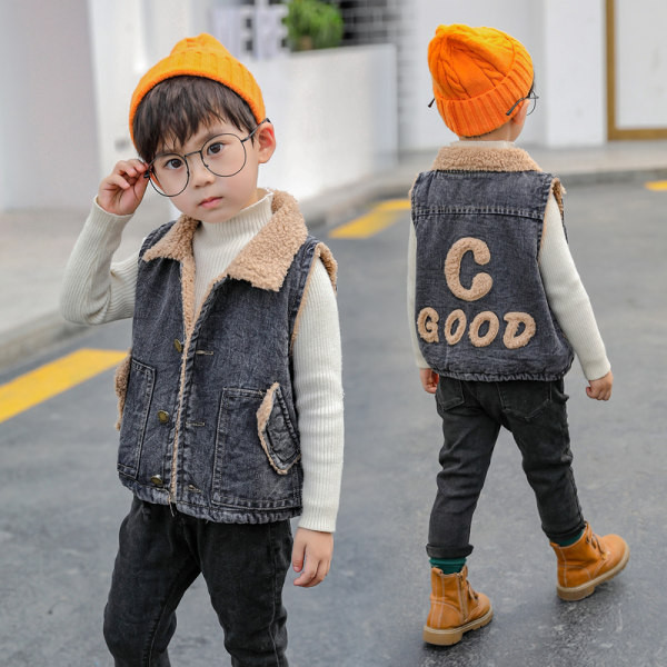 Vaikiška džinsinė liemenė su pūkiniu pamušalu