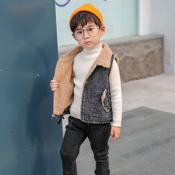 Vaikiška džinsinė liemenė su pūkiniu pamušalu